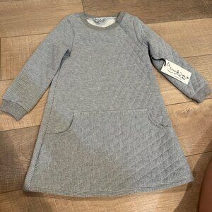 Pippa & Julie Girls Long-Sleeve Striped Dress With Pockets Gray Size 6X Cotton